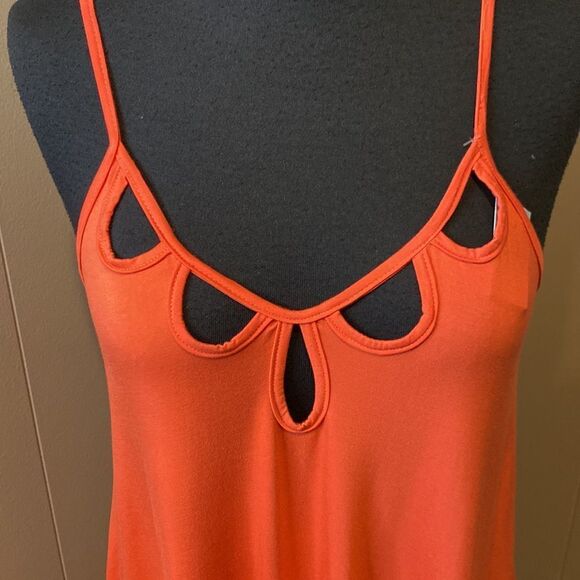 NWT Very J Small Midi Dress Cut Outs on Neckline Spaghetti Strap Stretch - Picture 4 of 7